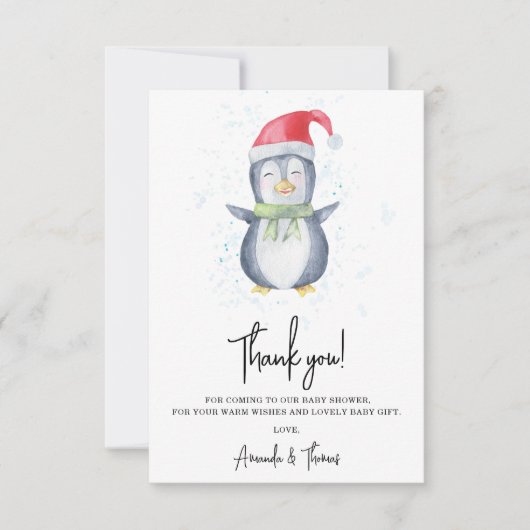 Arctic mignon Penguin merci baby shower (Devant)