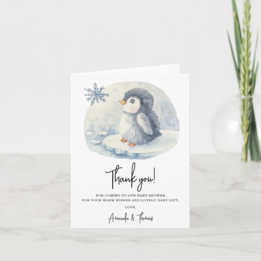 Arctic mignon Penguin merci baby shower (Devant)