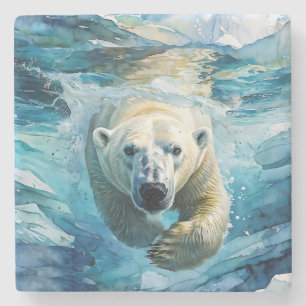 Arctic Mirage: de zwemmende monarch Stenen Onderzetter