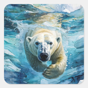 Arctic Mirage: de zwemmende monarch Vierkante Sticker