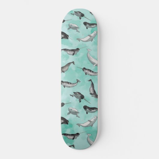 Arctic Narwhals en Belugas Pattern Skateboard (Voorkant)