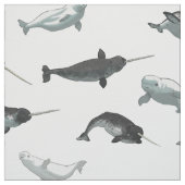 Arctic Narwhals en Belugas Pattern Stof (Swatch)