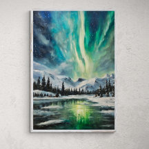 Arctic Nocturne: Winterlandschap en Noordelijk Lig