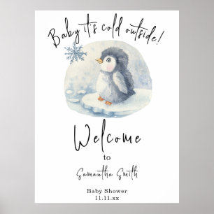 Arctic Penguin Welkom baby shower Poster