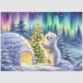Arctic Polar Beer Igloo & Kerstboom Decoupage Tissuepapier (Voorkant)