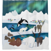 Arctic Polar Beer Reindeer Walrus Orca Narwhal Fox Douchegordijn (Voorkant)