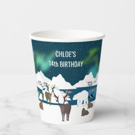 Arctic Polar Beer Reindeer Walrus Orca Narwhal Fox Papieren Bekers