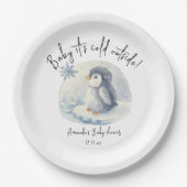 Arctic schattige pinguïn - baby Het is koud buiten Papieren Bordje (Voorkant)