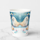 Arctic seal winterverjaardag gepersonaliseerde sja papieren bekers (Rechts)