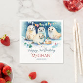 Arctic seal winterverjaardag gepersonaliseerde sja servet (Insitu)