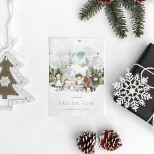 Arctic Whimsy Peace, Love & Light Holiday Kaart