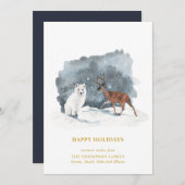 ARCTIC WINTER Animal Gold Script Minimalist Feestdagenkaart (Voorkant / Achterkant)