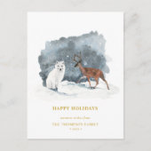 ARCTIC WINTER Animal Gold Script Minimalist Feestdagenkaart (Voorkant)