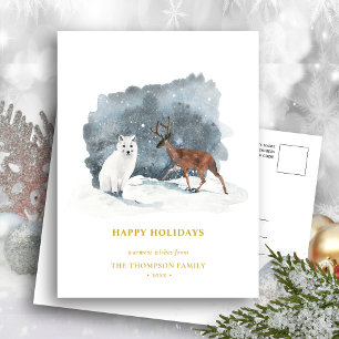 ARCTIC WINTER Animal Gold Script Minimalist Feestdagenkaart