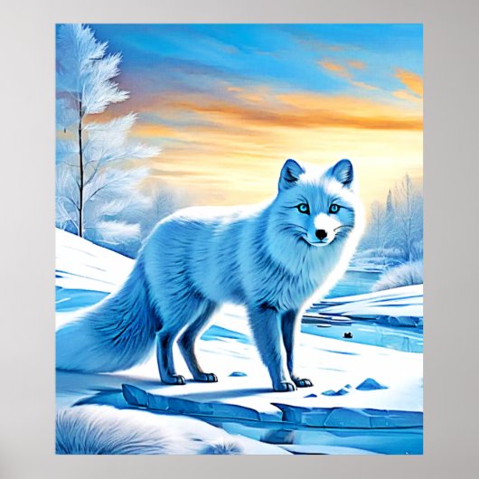 Arctic Winter Fox Snow Poster (Voorkant)