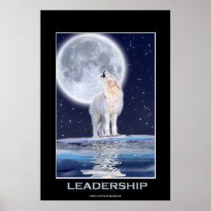 Arctic Wolf & A Winter Moon LEADERSHIP Art Poster