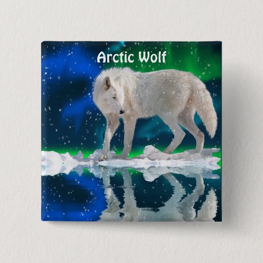 Arctic Wolf & Aurora Wildlife-supporter Button (Voorkant)