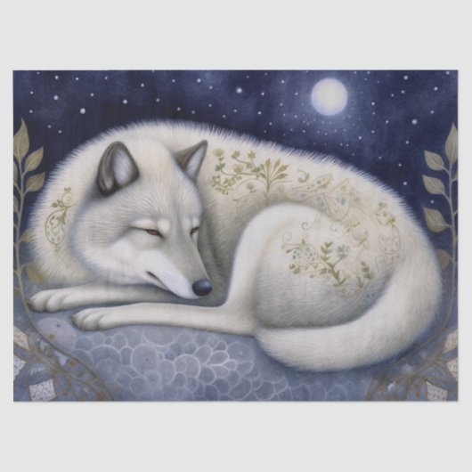 Arctic Wolf Boho Mystieke Kunst Tissuepapier (Voorkant)
