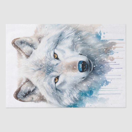 Arctic Wolf Waterverf Tissuepapier (Voorkant)