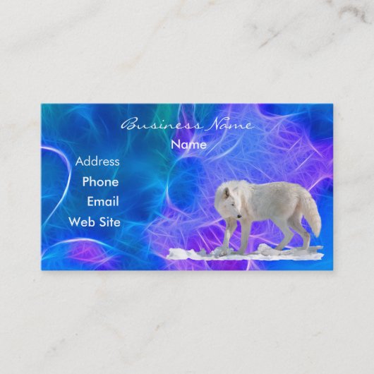 Arctic Wolf Wildlife Fractal-effect Visitekaartje (Voorkant)