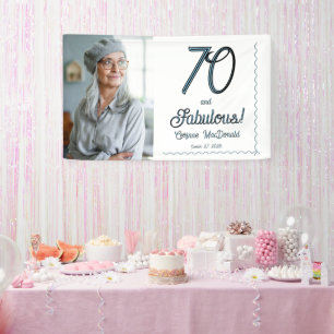 Arctisch Blau Zeventig en Fabulous 70ste Verjaarda Spandoek