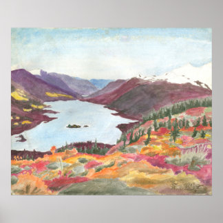 Arctisch meer in de herfst Waterverf: Poster