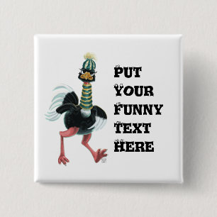 Arctisch struisvogel op de vlucht vierkante button 5,1 cm