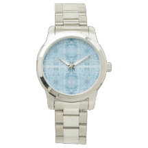 Arctisch uurwerk | Blauw & Wit Veerpatroon
