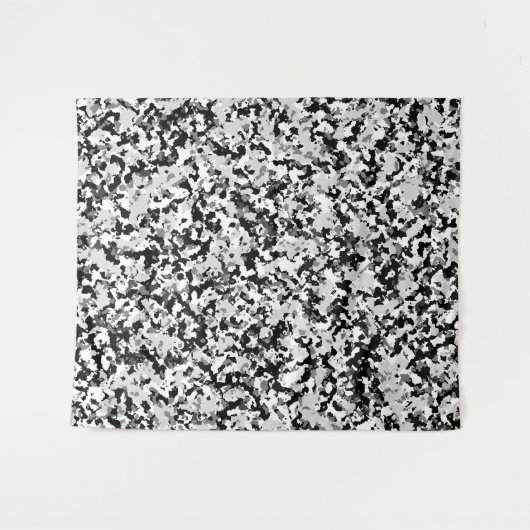 Arctisch Wit Grijs Zwart Camo Camouflagepatroon Wandkleed (Voorkant (horizontaal))