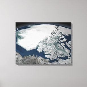 Arctisch zee-ijs boven Noord-Amerika Canvas Afdruk