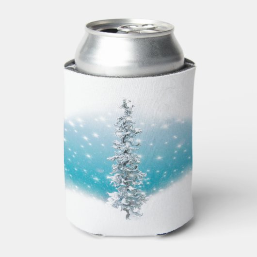 Arctische blauwe bevroren zilverspartijen blikjeskoeler (Blikje Voorkant)