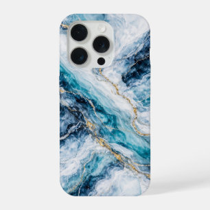 Arctische blauwe marmeren telefoonhoes Icy White T iPhone 15 Pro Hoesje