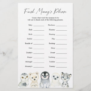 Arctische dieren Baby shower Voltooi de zin van ma