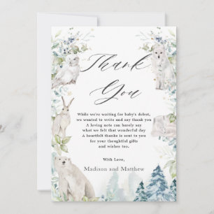 Arctische dieren Winter Wonderland Baby shower Bedankkaart