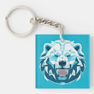 🐻 Arctische geometrische ijsbeer Power Charm 🐻 Sleutelhanger