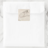 Arctische hond, rechtsaf (potlood op papier) vierkante sticker (Tas)