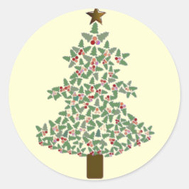 arctische kerstboom ronde sticker