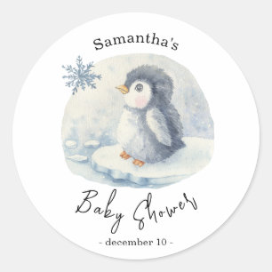 Arctische Pinguïn - baby shower Ronde Sticker