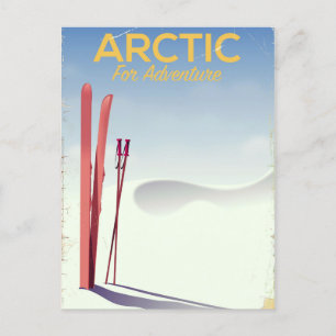 Arctische skivintage avonturenexploratieposter briefkaart