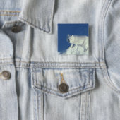 Arctische vos (Alopex lagopus) Een poolvos Vierkante Button 5,1 Cm (In situ)