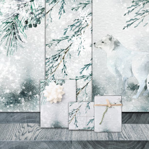 Arctische vos in een sneeuwsneeuw-Storm Inpakpapier Vel
