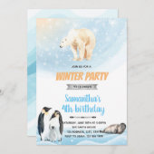 Arctische winterfeest thema uitnodiging (Voorkant / Achterkant)