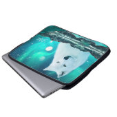 Arctische wolf 's nachts met noorderlicht laptop sleeve (Voorkant onderkant)