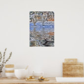 Arctische Wolf, Snow & Lake Wildlife Art Poster (Keuken)