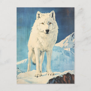 arctische wolf-vintage briefkaart