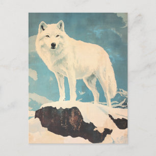 arctische wolf-vintage briefkaart
