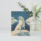 arctische zeehond-vintage briefkaart (Staand voorkant)