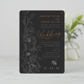 Ardoise Art Déco Florale & Faire-part de mariage N (Debout devant)