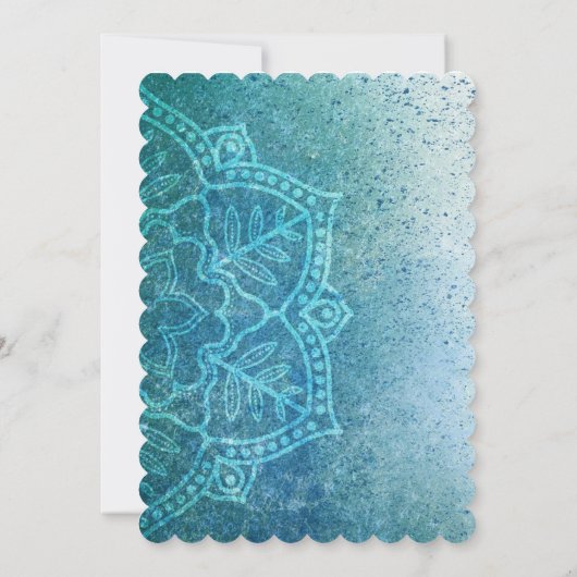 Ardoise Bleu et Or Mandala Mariage Invitations (Dos)