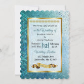 Ardoise Bleu et Or Mandala Mariage Invitations (Devant)